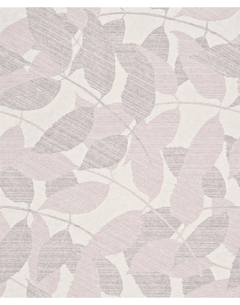 Tapeta so vzorom listov - krémová s rúžovou 226378